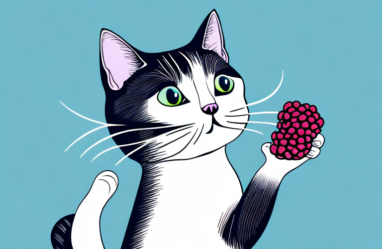 A cat eating a blackberry