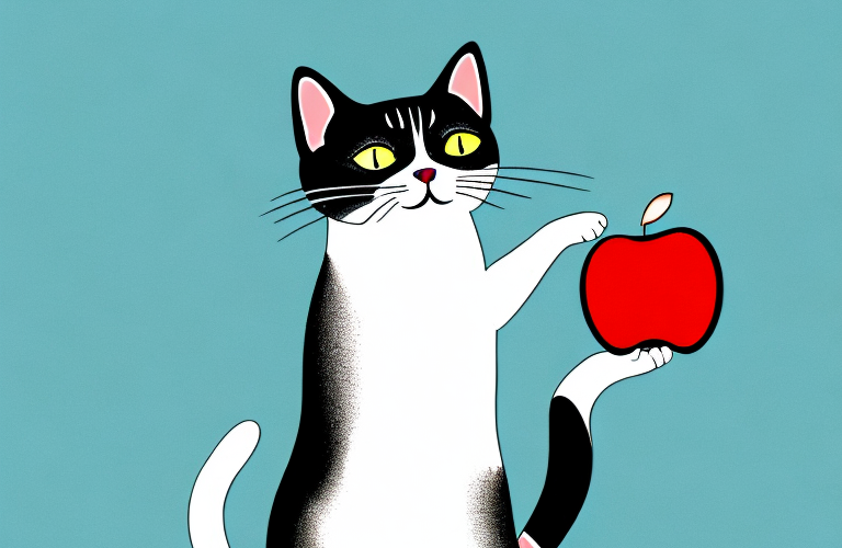 A cat eating an apple