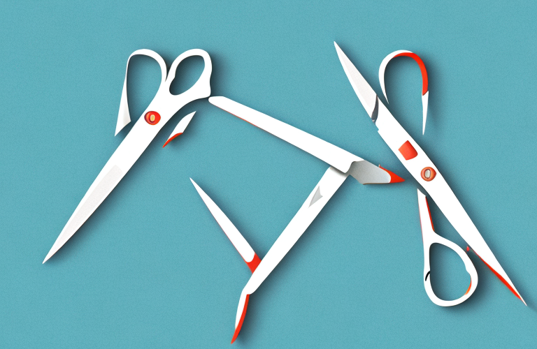 A pair of scissors cutting a piece of skin