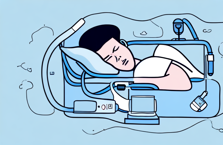 A person sleeping with a cpap machine connected to them