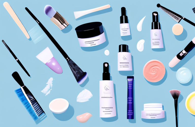 A variety of skincare products and tools
