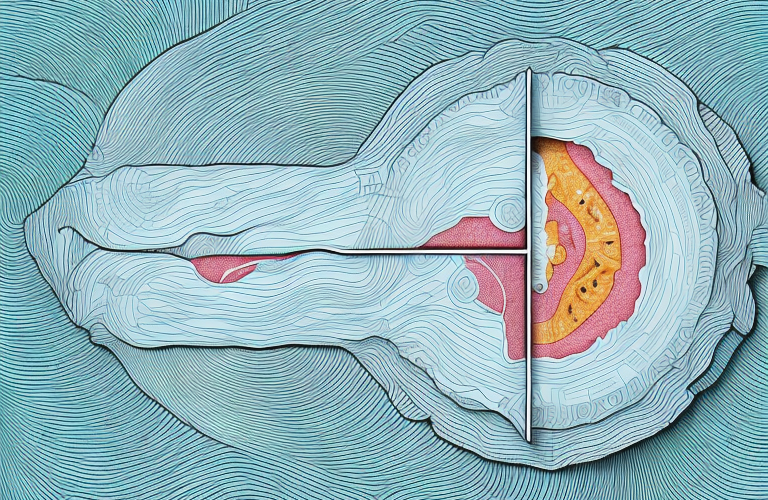 A cross-section of the skin showing the layers of subcutaneous tissue