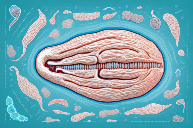 A placenta with its anatomical features labeled