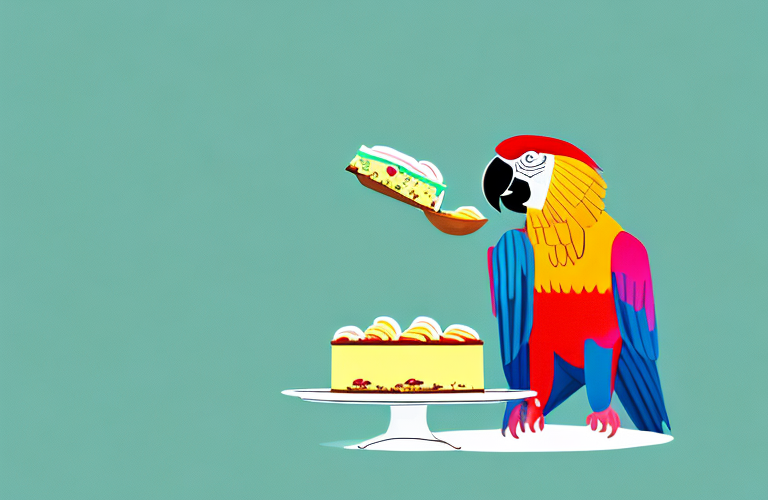 A parrot eating a tart