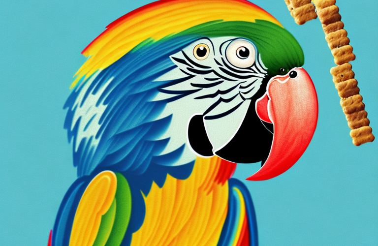 A parrot eating a ritz cracker