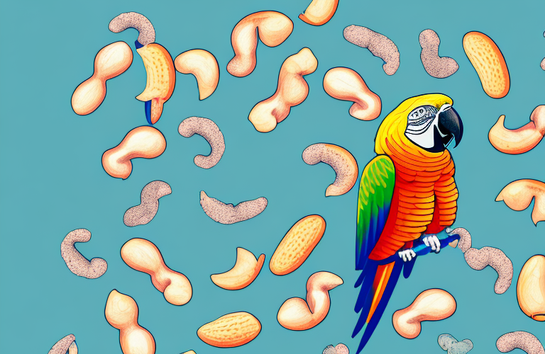A parrot eating peanuts