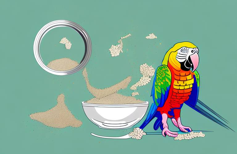 A parrot eating catnip from a bowl