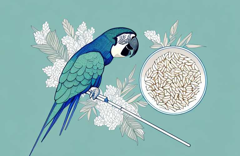 A parrot eating jasmine rice
