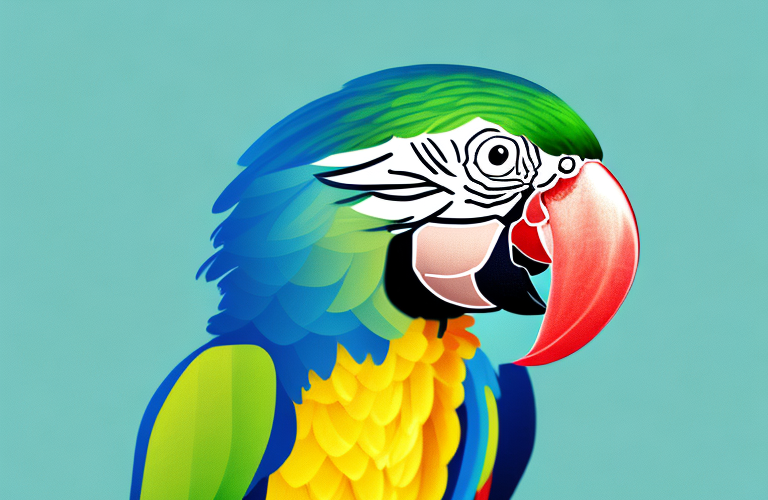 A parrot eating a butter bean