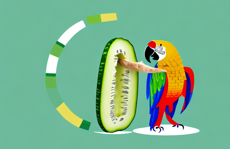 A parrot eating a cucumber