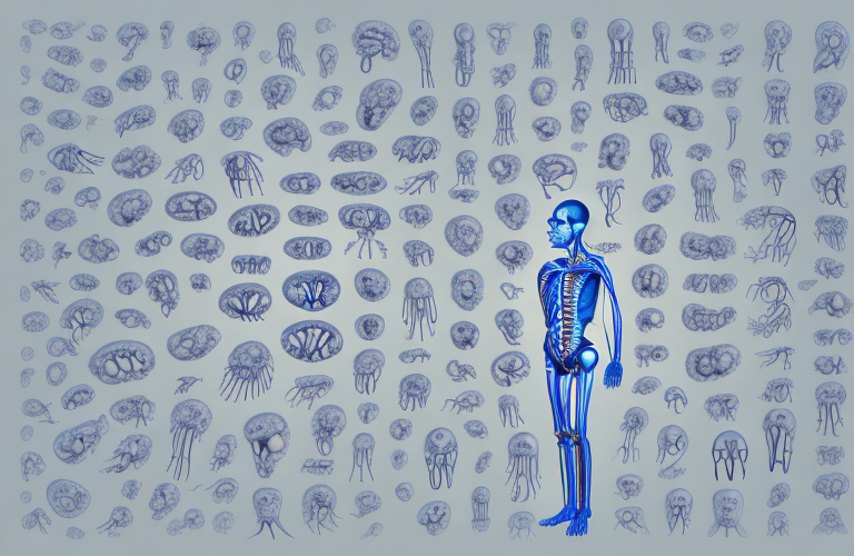 A human body with a representation of the organs affected by zellweger syndrome and cerebrohepatorenal syndrome