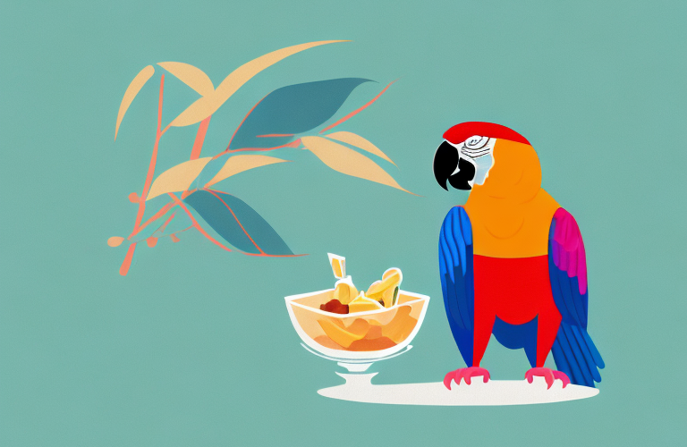 A parrot eating a date