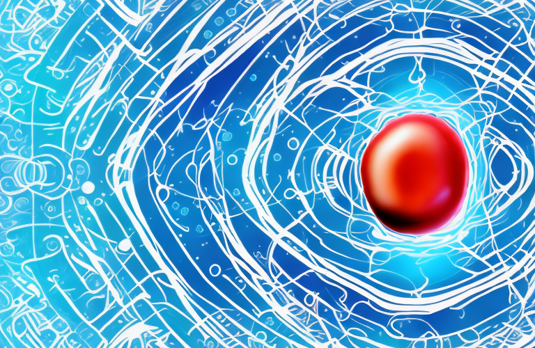 A cell with a red nucleus