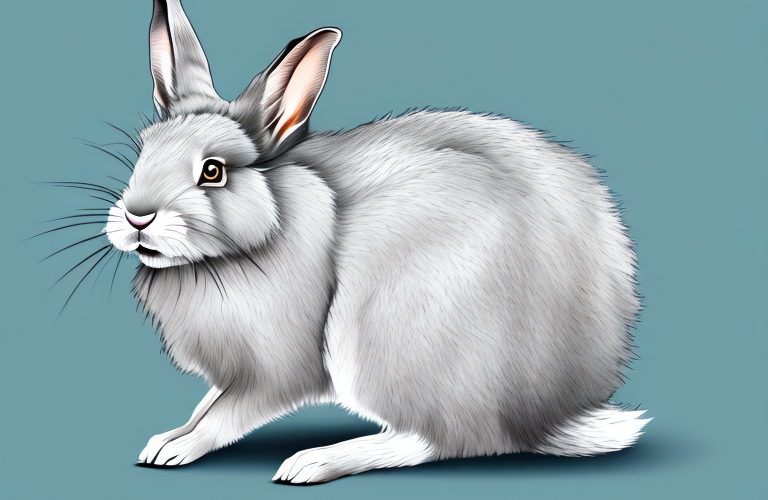 A silver fox rabbit in its natural habitat