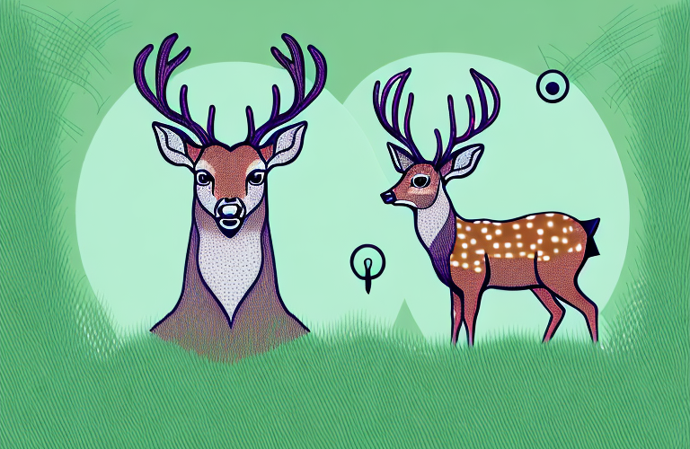 A deer in a grassy field with a tick on its back