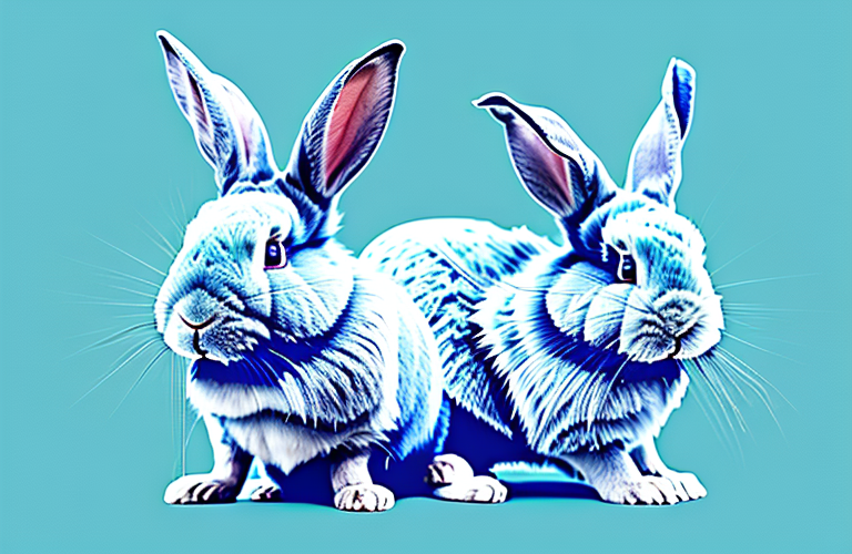 A blue argente rabbit in its natural environment