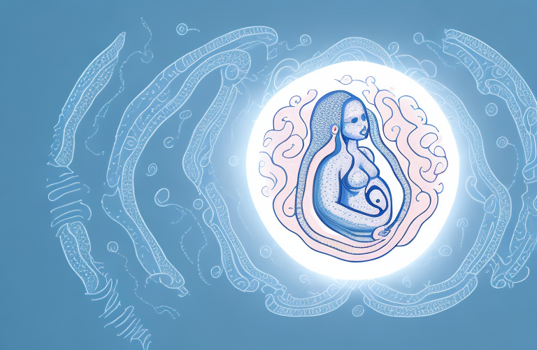 A pregnant woman's abdomen with a uterus