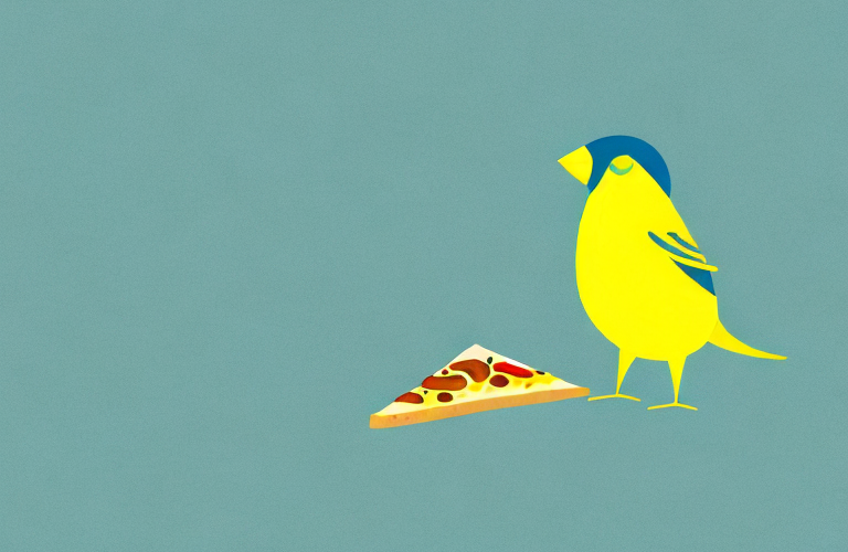 A canary eating a piece of flatbread
