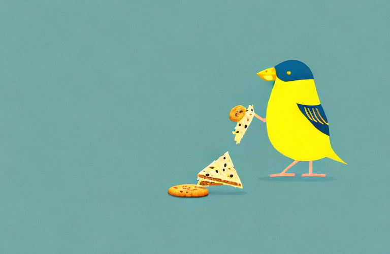 A canary eating a cookie
