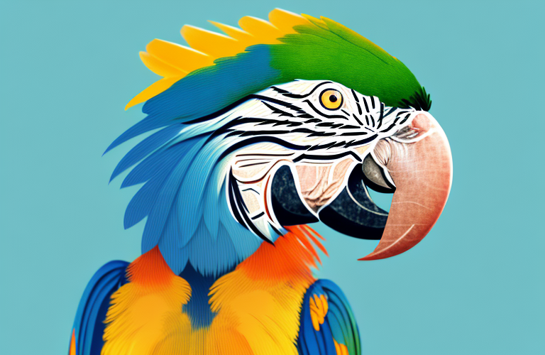 A macaw eating a praline