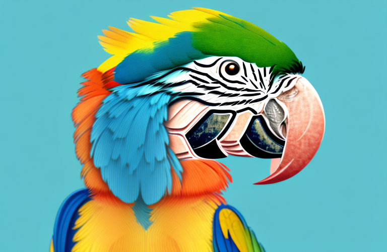 A macaw eating a cupcake