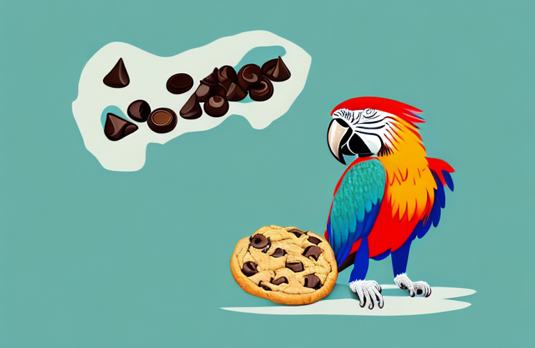 A macaw eating a chocolate chip cookie