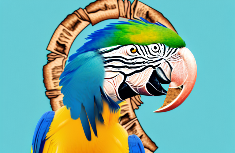 A macaw eating a cinnamon roll