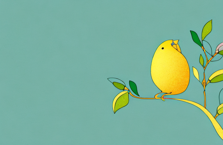 A canary perched on a pear tree