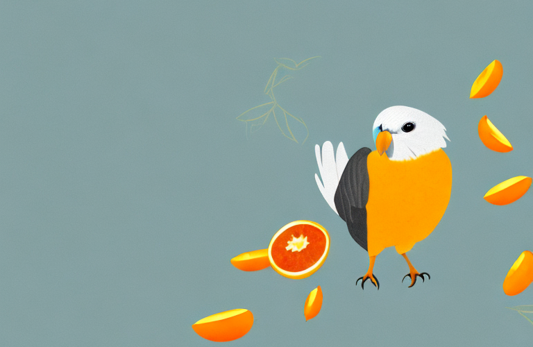 A cockatiel eating a kumquat