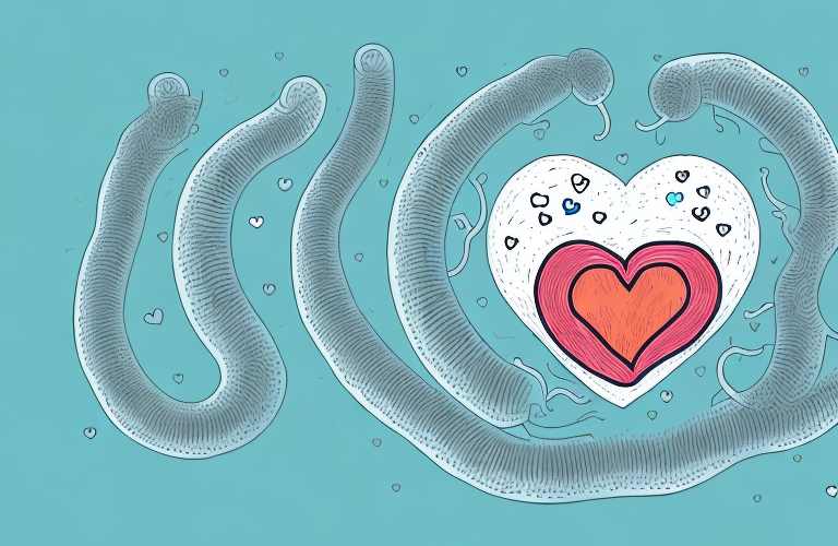A dog with a heart-shaped worm inside its body