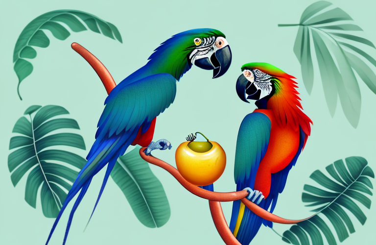 A macaw eating a jujube fruit