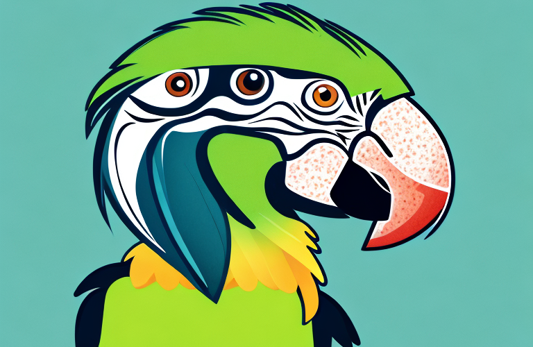A macaw eating an avocado