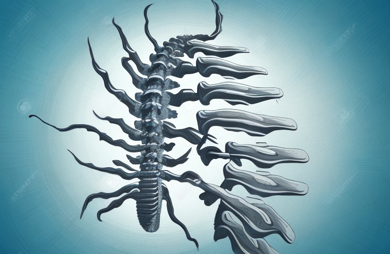 A spine with a fractured vertebrae