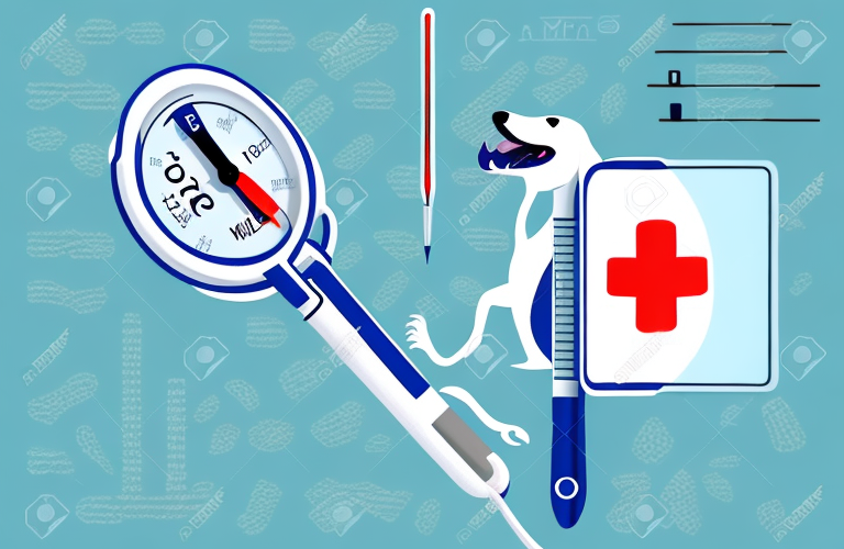 A dog with a medical thermometer in its mouth