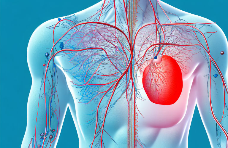 A human body with a highlighted area representing the cardiovascular system