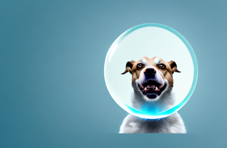 A dog surrounded by a protective bubble of light