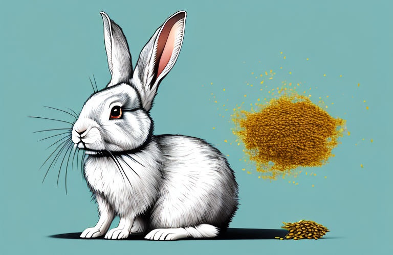 A rabbit eating cumin seeds
