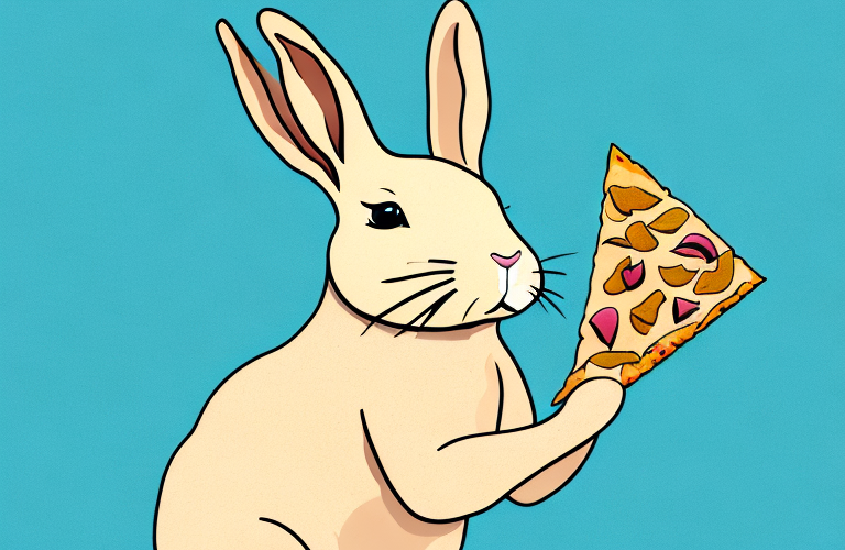 A rabbit eating a piece of flatbread