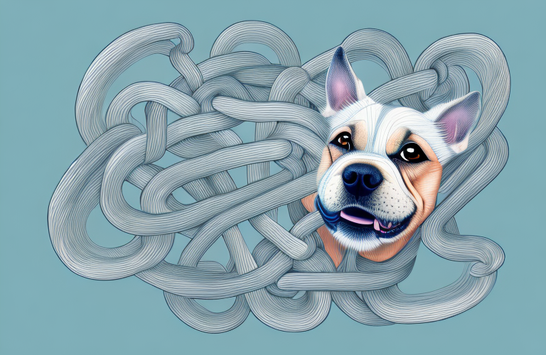 A dog with a brush gently untangling knots in its fur