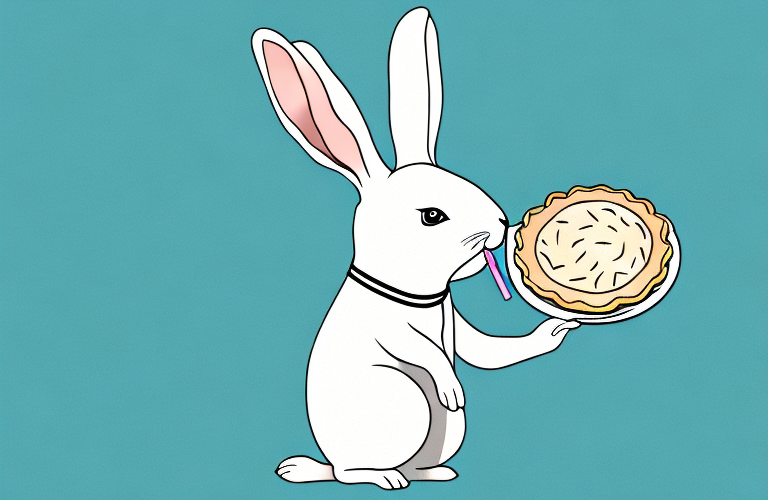 A rabbit eating a pie