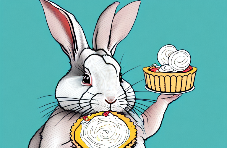 A rabbit eating a tart