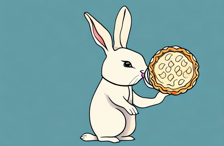 A rabbit eating a slice of apple pie