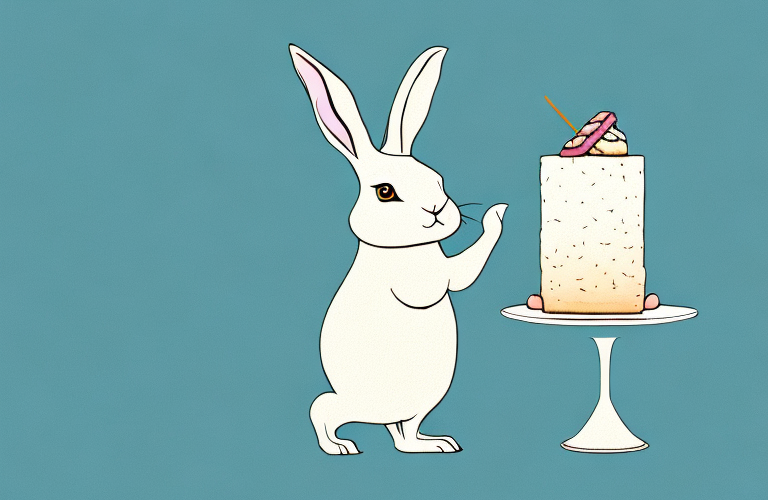 A rabbit holding a piece of cake