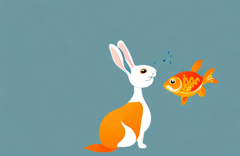 A rabbit eating a goldfish