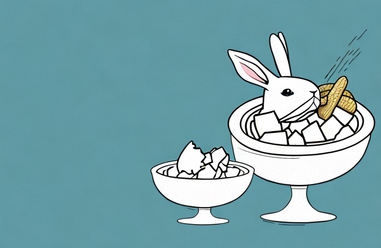 A rabbit eating a bowl of ricotta cheese