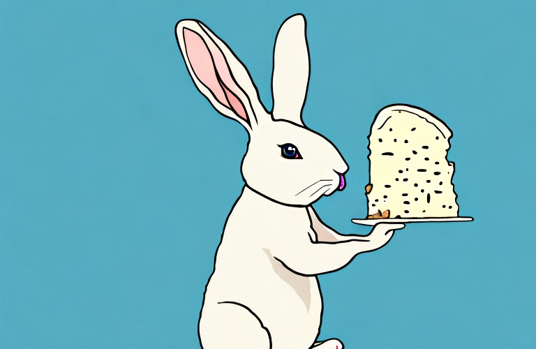 A rabbit eating a slice of swiss cheese