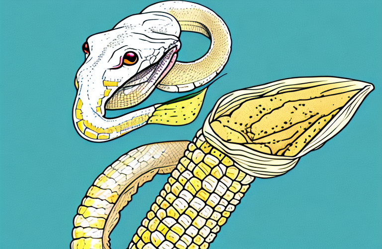 A ball python eating a corn tortilla