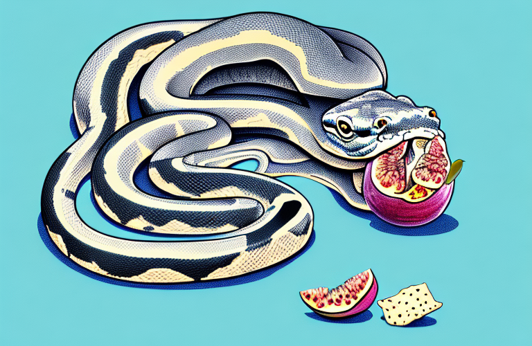 A ball python eating a fig newton
