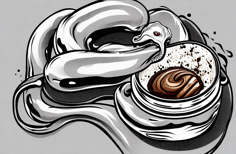 A ball python eating nutella