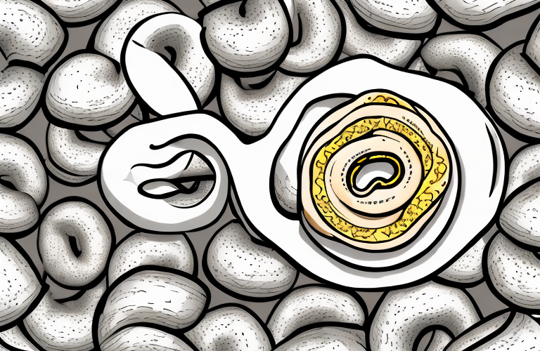 A ball python curled up around a bagel